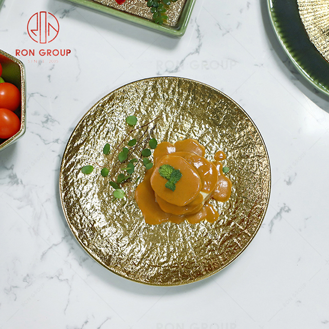 Modern style hot selling superior quality hotel restaurant banquet wedding luxurious Stone pattern round shallow plate