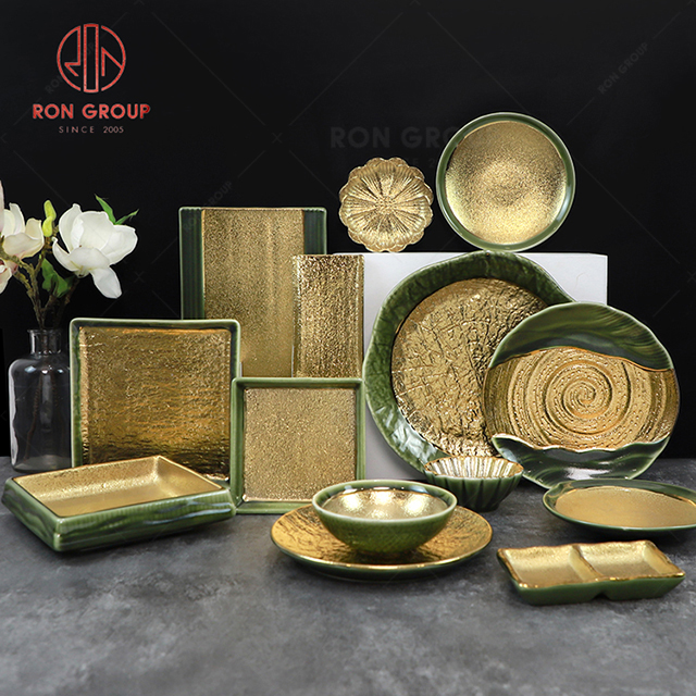 Excellent quality hot selling hotel restaurant wedding banquet dinnerware exquisite luxury Hand embossed Diamond plate