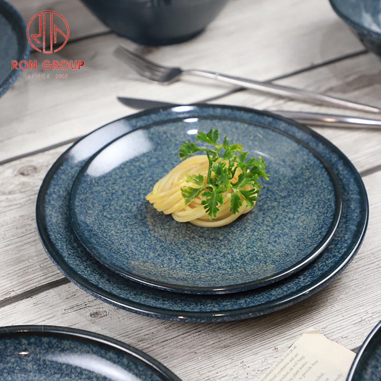 Commercial Deep Sea Blue Round Melamine Plate