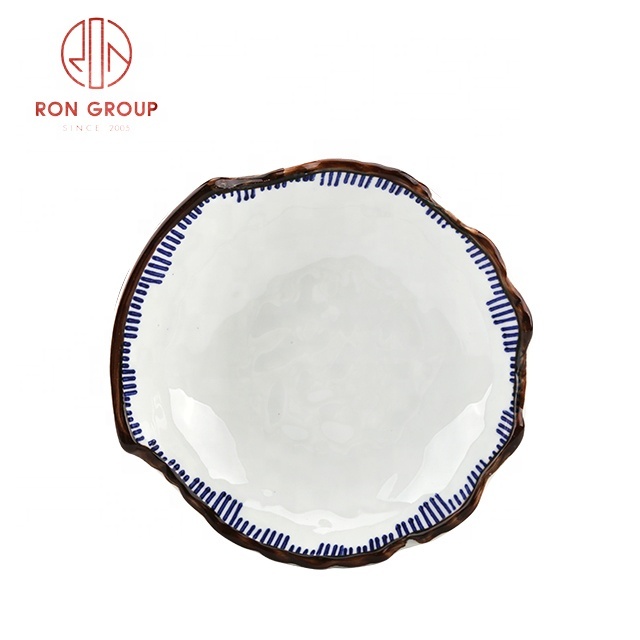 hot sale chinese blue white Irregular shape bowl dinner porcelain restaurant vintage dinnerware fine ceramic bowls