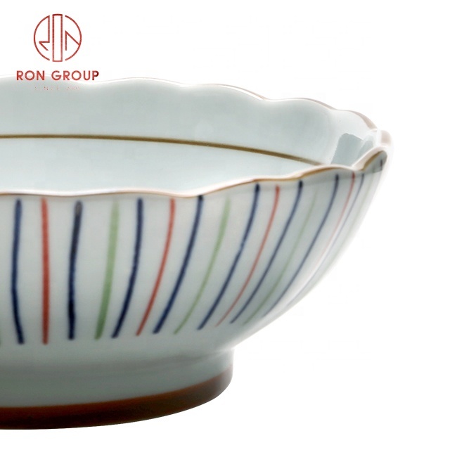 Colored petal thread ceramic bowl home restaurant salad bowl hotel tableware