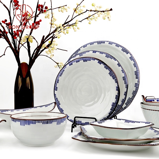 top choice customized restaurant use chinese serving plates porcelain white and blue dinnerware dinner plates
