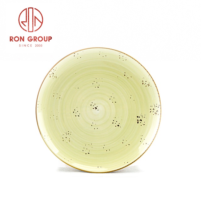 wholesale modern design catering cheap green plates dinning room round tableware ceramic plates sets dinnerware