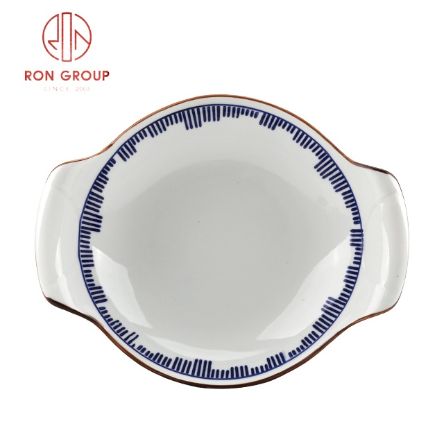 wholesale chinese style new design terracotta dinnerware salad hot pot extra large soup plate with handle plates ceramic