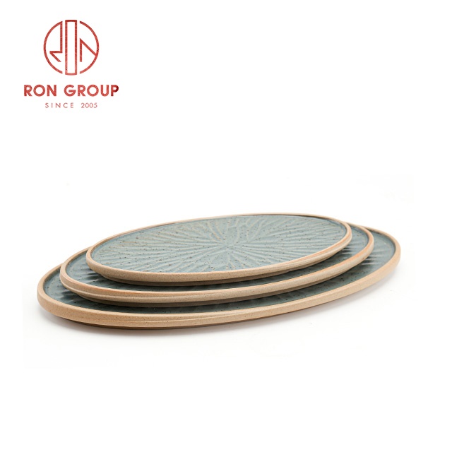 China dinnerware manufacturer ceramic sushi dessert terracotta plate japanese Korean restaurant plates sets dinnerware