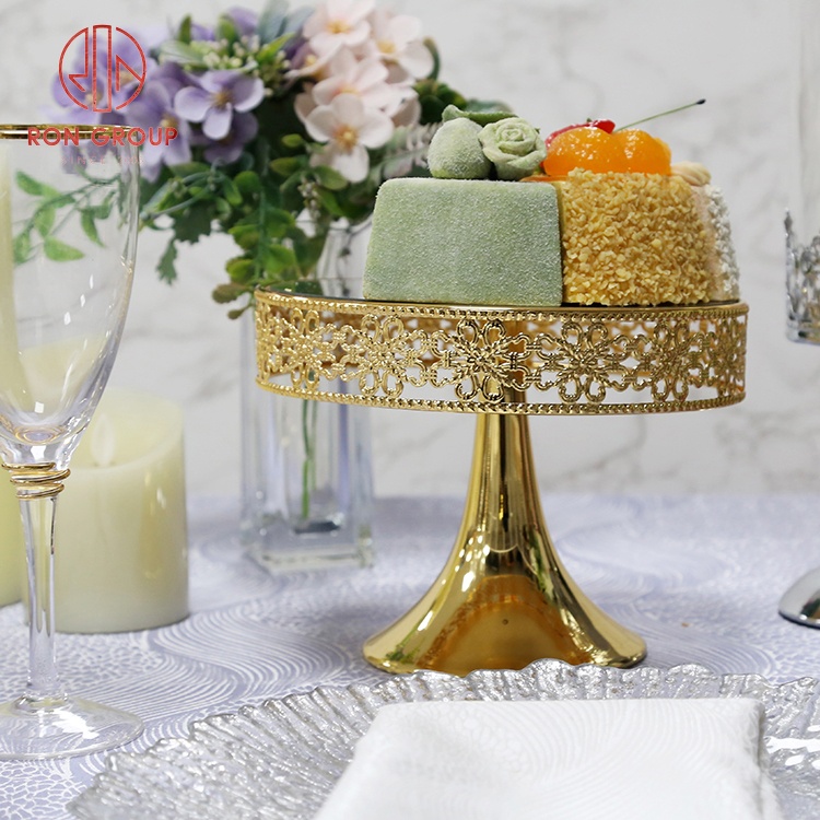 Custom hotel wedding tea party serving platter dessert fruit snack glass mirror gold decoration cake stand