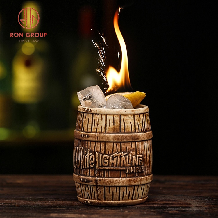 high quality 350ml unique model type handmade custom for restaurant hawaii cocktail bar ceramic sublimation tiki mug