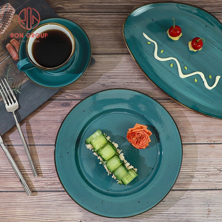 Wholesales Ceramic manufacturer restaurant decoration round wall plate round ceramic butter dishes dinner ware sets