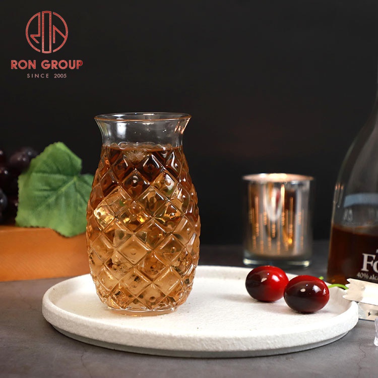 New creative design high quality restaurant party bar transparent glasses pineapple pattern cup drinking glass