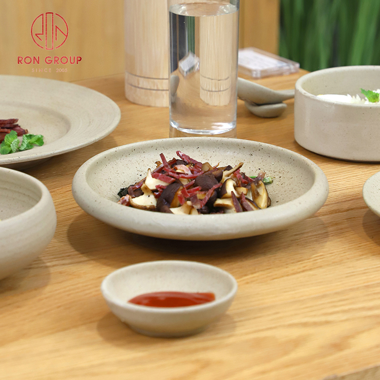 French Rustic Natural Terracotta Soup Plate – Wide-Rim Ceramic Bowl Plate for Hotel & Catering Restaurants