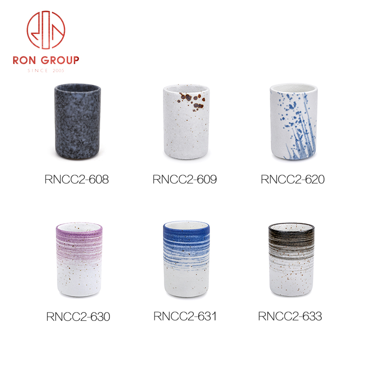 Nordic Hand-Painted Purple Ceramic Tea Cup | Japanese-Style Drinkware for Hotels & Cafés