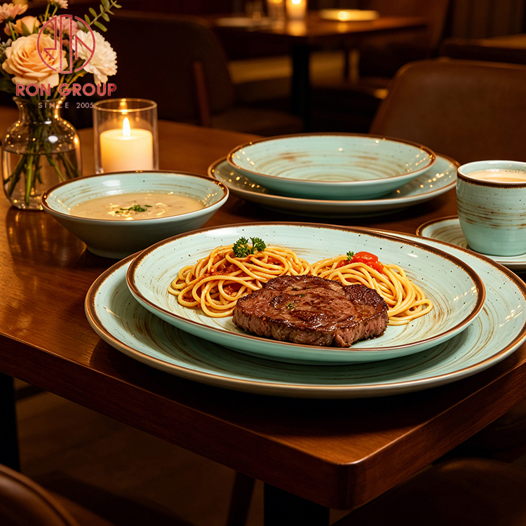 Wholesale Handcrafted Reactive Glaze Ceramic Dinnerware for Restaurants & Hotels