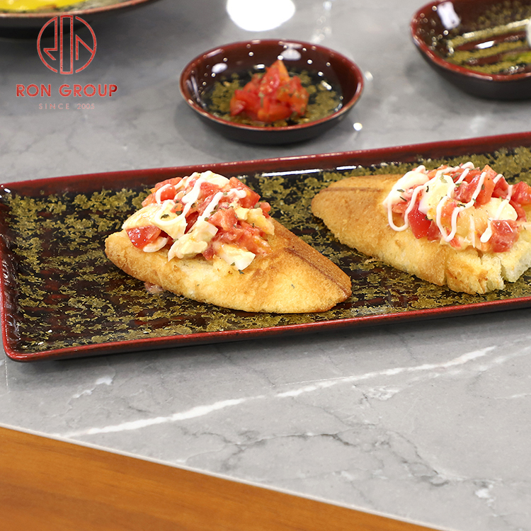 Ankhra Ignis Luxury Red and Black Ceramic Tableware with Gold Speckles