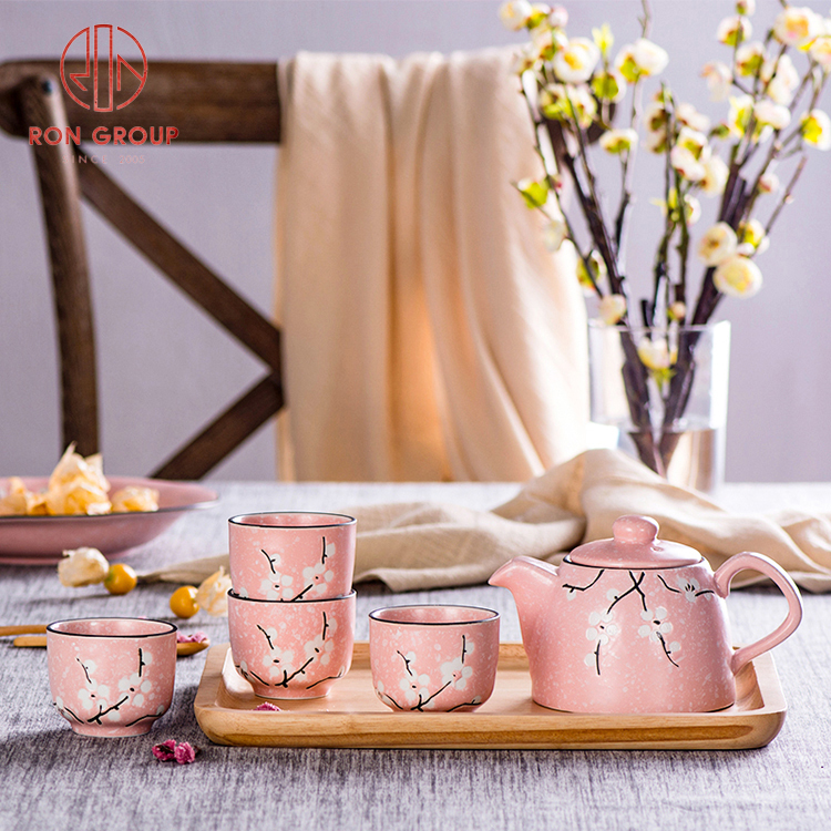 High Quality Pink Floral Printed Ceramic Cup | Reusable Coffee & Tea Drinkware for Restaurants & Gifts