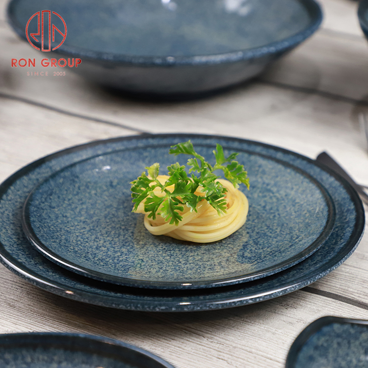 Commercial Deep Sea Blue Round Melamine Plate