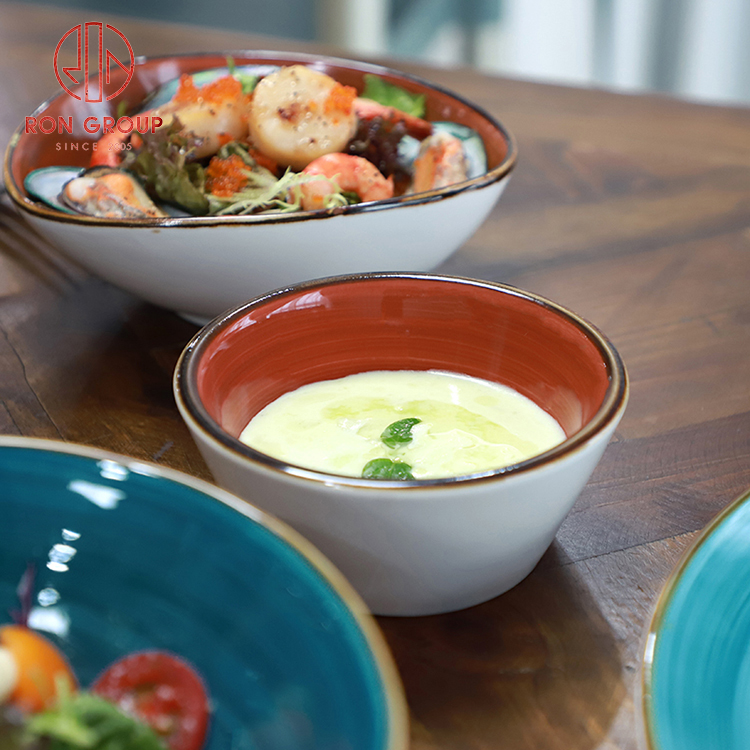 Japanese Style Ceramic Ramen Bowls and Plates Set for Udon, Soba, and Asian Restaurants