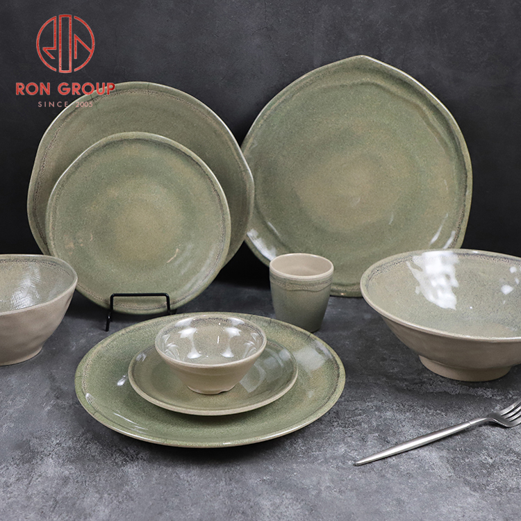 Asian Zen Green Matte Ceramic Tableware Set