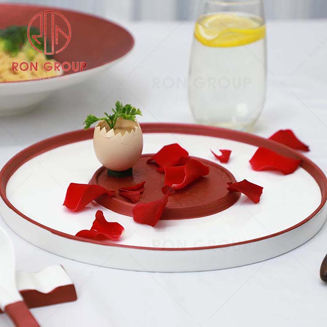 Superior quality restaurant wedding elegant Thousand rock textured round shallow dish dessert food plate