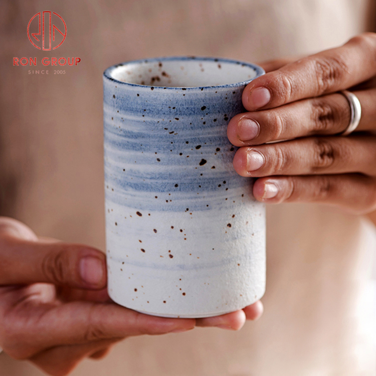 Nordic Hand-Painted Purple Ceramic Tea Cup | Japanese-Style Drinkware for Hotels & Cafés