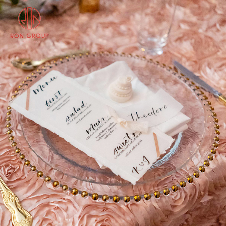 Luxury Hand-Painted Gold Rim Glass Charger Plate - Elegant Transparent Banquet Collection