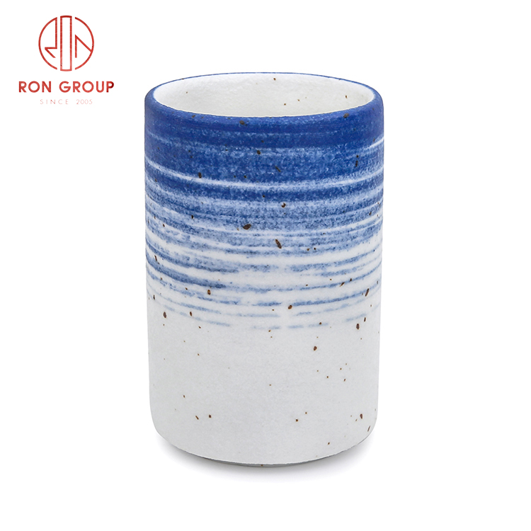 Nordic Hand-Painted Purple Ceramic Tea Cup | Japanese-Style Drinkware for Hotels & Cafés