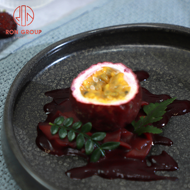 Handcrafted Irregular Deep Ceramic Plate with Blue Reactive Glaze for Restaurant Dining