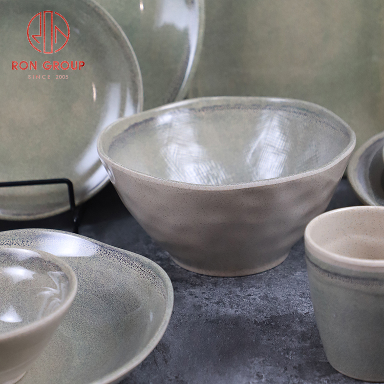 Stellar Shade Green Melamine Straw Hat Noodle Bowl