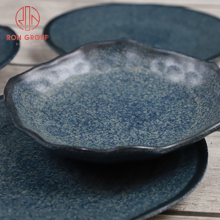Japanese Deep Sea Blue Ceramic Look Melamine Bowl