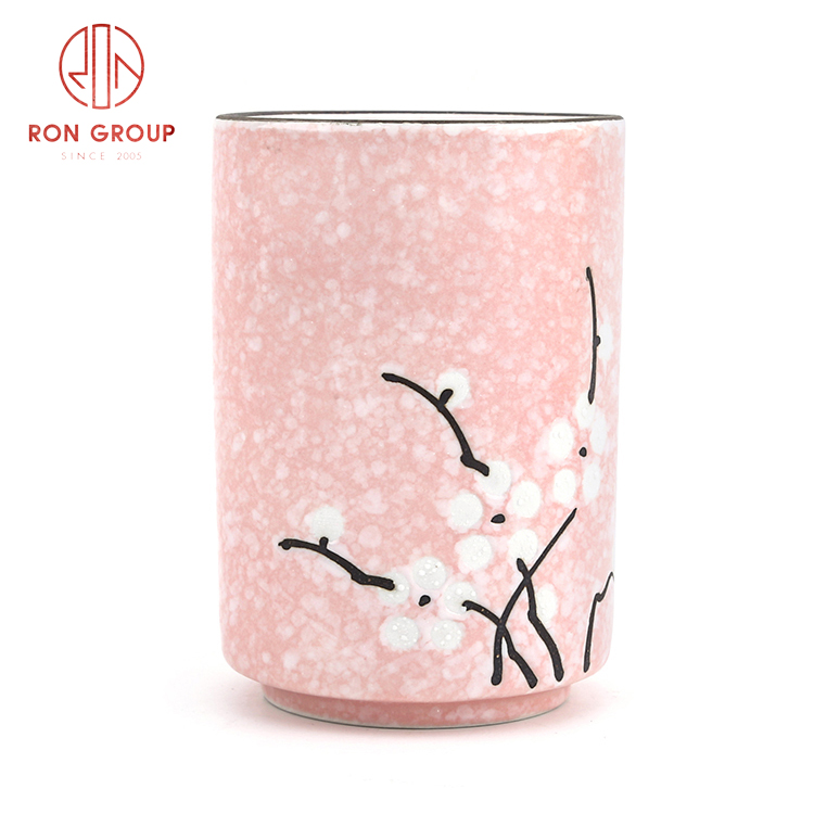 High Quality Pink Floral Printed Ceramic Cup | Reusable Coffee & Tea Drinkware for Restaurants & Gifts