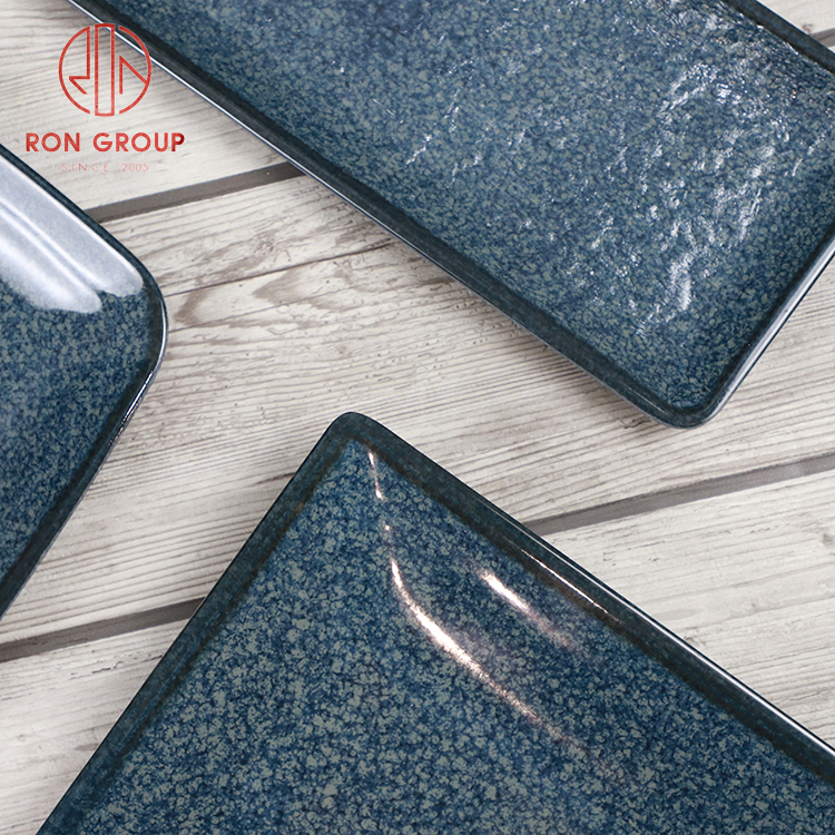 Deep Sea Blue Square Melamine Commercial Plate