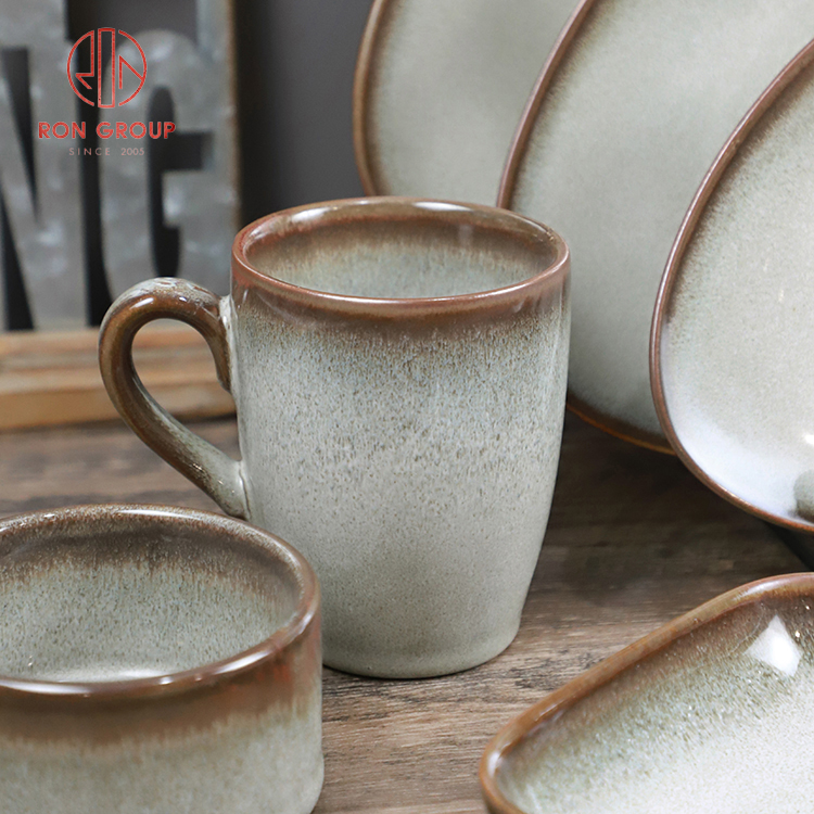 Commercial Reactive Glaze Porcelain Coffee Cup Set