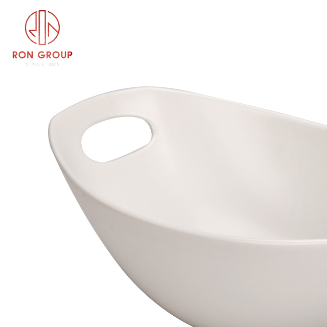 Hot Sale White Matte Porcelain Handle Plate | Ceramic Serving Dish for Hotel & Restaurant Catering