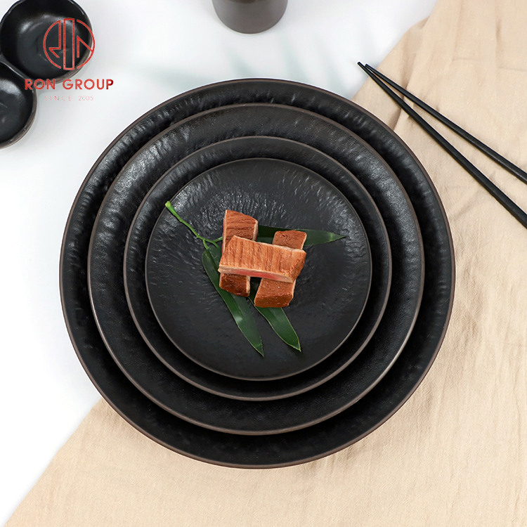 Black Melamine Restaurant Dinnerware Set – Modern Plates, Bowls & Tableware for Commercial Dining
