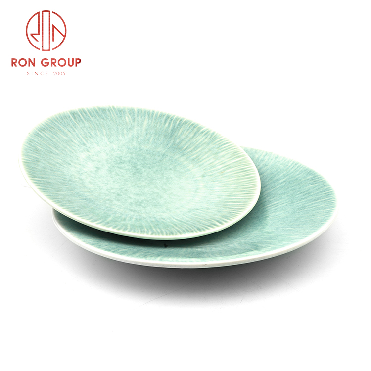 Artisan Green Reactive Glaze Ceramic Dinnerware Set for Hotels & Restaurants