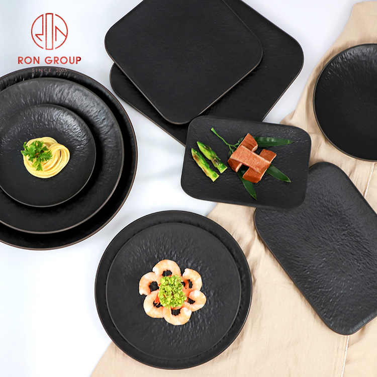 Black Melamine Restaurant Dinnerware Set – Modern Plates, Bowls & Tableware for Commercial Dining