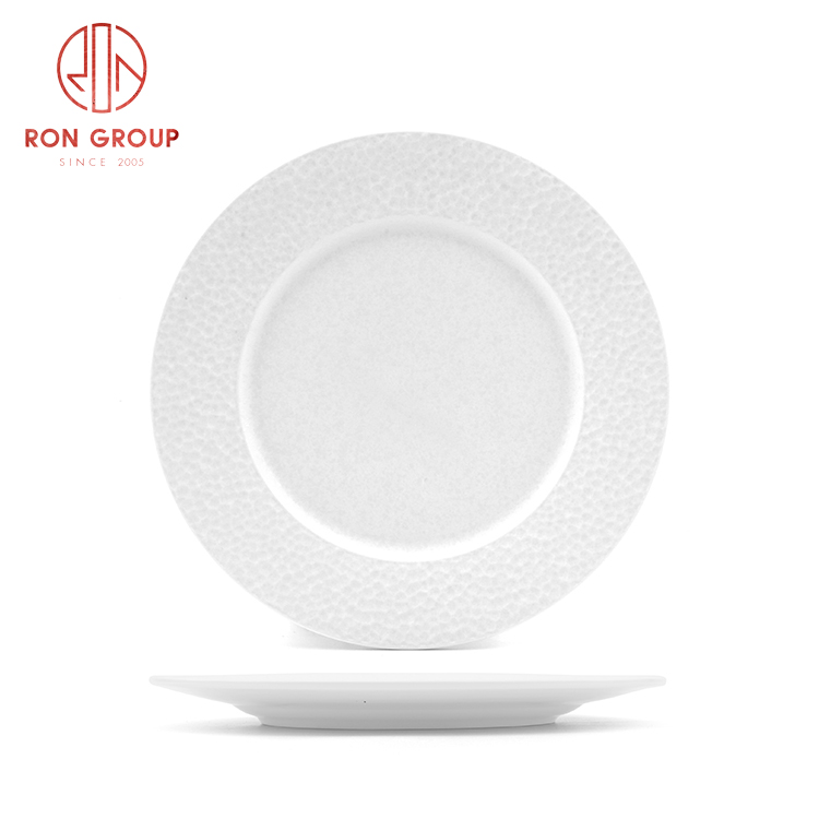 White Textured Ceramic Dinner Plates for Hotels, Catering, and Western-Style Restaurants
