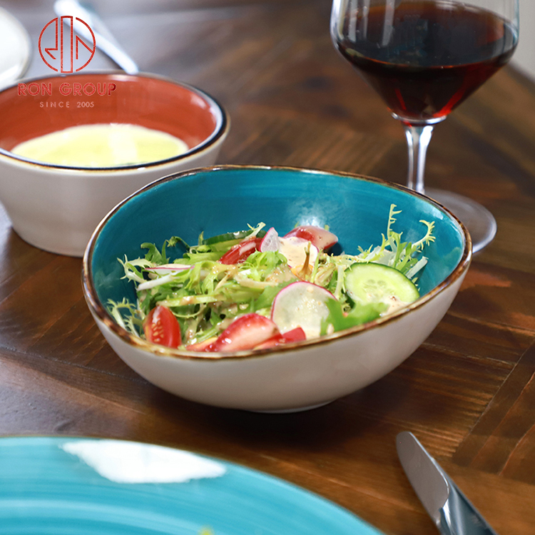 Japanese Style Ceramic Ramen Bowls and Plates Set for Udon, Soba, and Asian Restaurants
