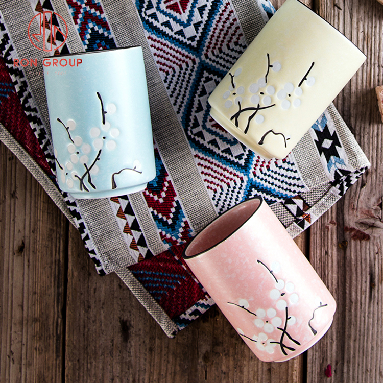 High Quality Pink Floral Printed Ceramic Cup | Reusable Coffee & Tea Drinkware for Restaurants & Gifts