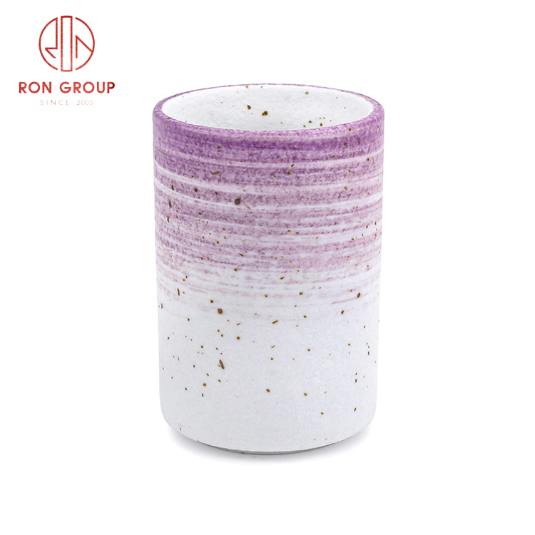 Nordic Hand-Painted Purple Ceramic Tea Cup | Japanese-Style Drinkware for Hotels & Cafés