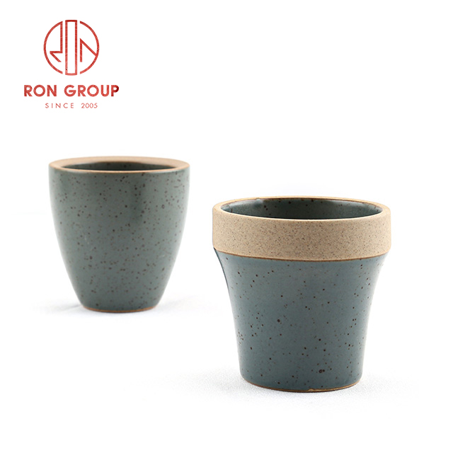 Japanese Terracotta Ceramic Cup | Handleless Tea & Coffee Pottery Drinkware for Restaurants