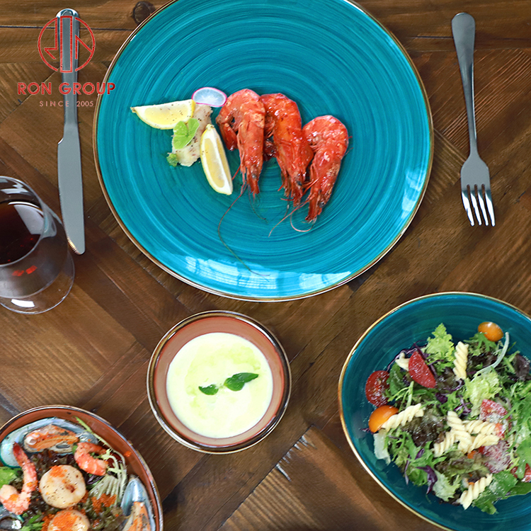 Japanese Style Ceramic Ramen Bowls and Plates Set for Udon, Soba, and Asian Restaurants