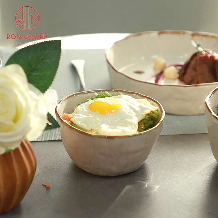 Handcrafted White Porcelain Deep Bowl and Plate for Modern Restaurant Dining