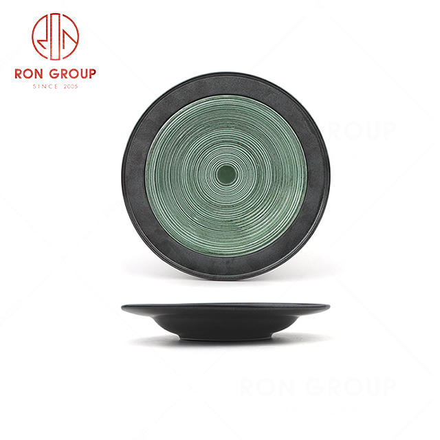 Wholesale restaurant banquet modern 10.25 inch Yarn-textured soup plate salad plate ceramic plate
