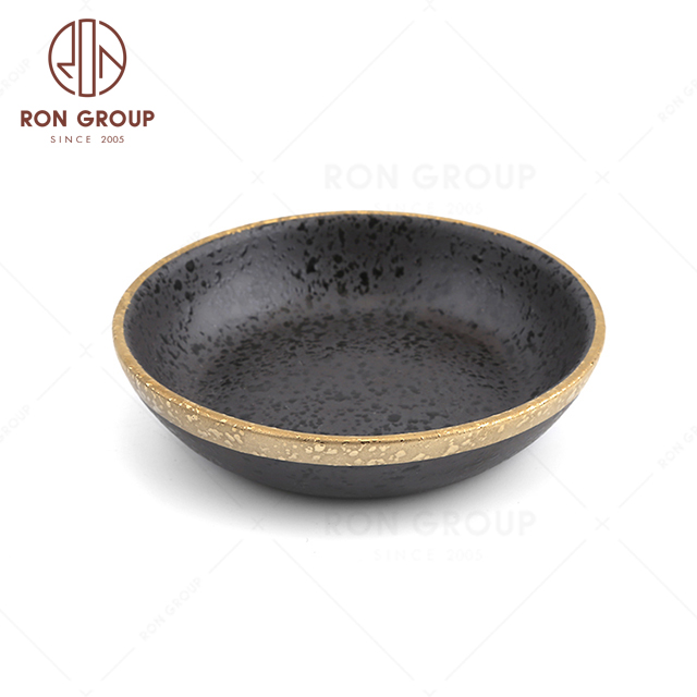 Excellent quality hot sale hotel restaurant cafe banquet club modern style terracotta black gold abnormal sauce dish