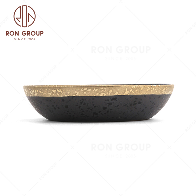 Excellent quality hot sale hotel restaurant cafe banquet club modern style terracotta black gold abnormal sauce dish