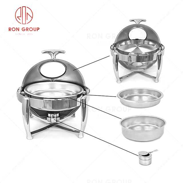 Wholesale popular cheap price hotel restaurant banquet wedding Buffet durable stainless steel Visible round clamshell stove