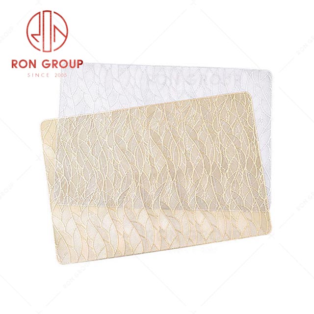 Wholesale popular hotel banquet wedding modern high-grade American gold stamping hollow PVC placemat