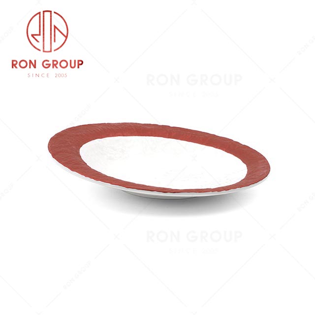 Hot sale wedding Michelin restaurant Rose gold Thousands of rock grain diagonal food charger plate ceramic plate