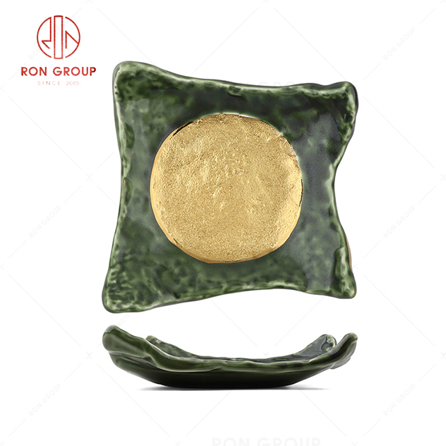Unique design hot sale popular hotel Michelin restaurant banquet buffet tableware luxury ceramic Square plate