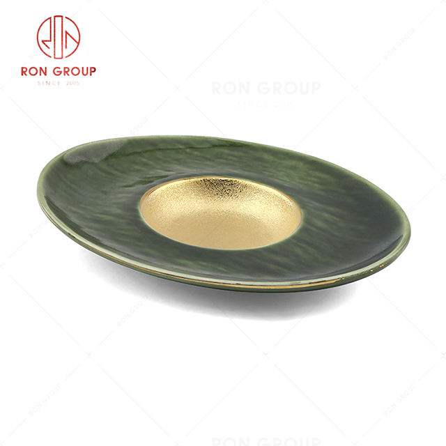 High-end quality popular hotel Michelin restaurant banquet tableware modern luxury ceramic Oval Pasta Plate